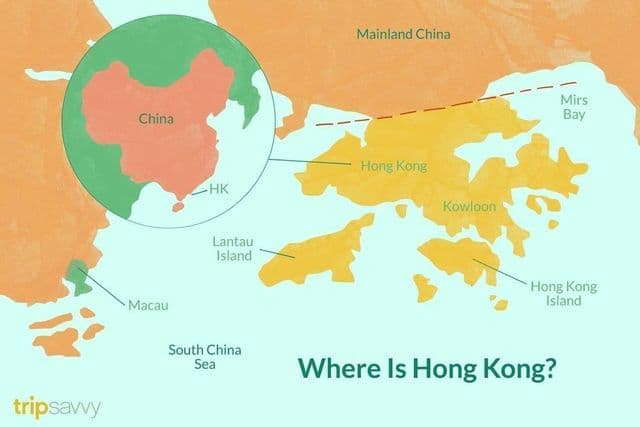 Hong Kong no mapa da China