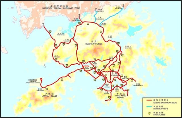 Mapa de estradas de Hong Kong