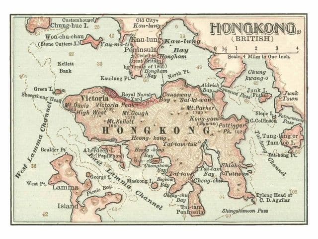Mapa antigo de Hong Kong