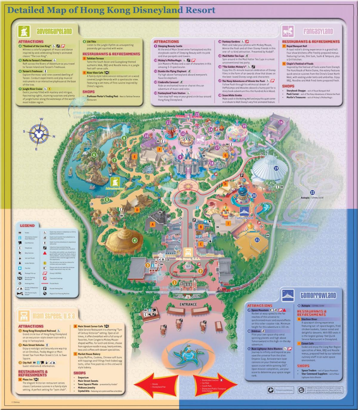 Mapa do parque da Disneyland de Hong Kong