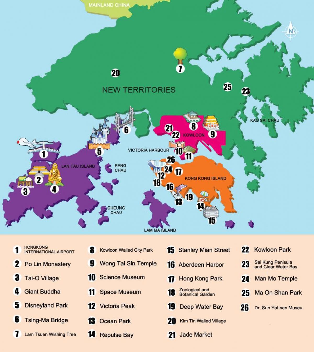 Mapa turístico de Hong Kong