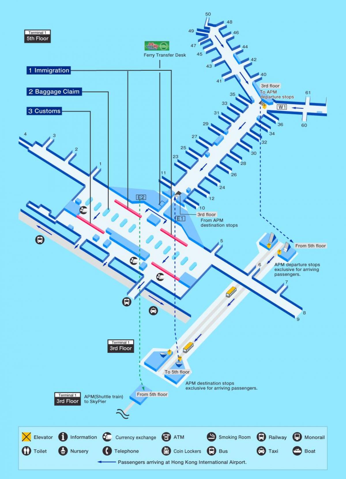 Mapa do terminal do aeroporto de Hong Kong