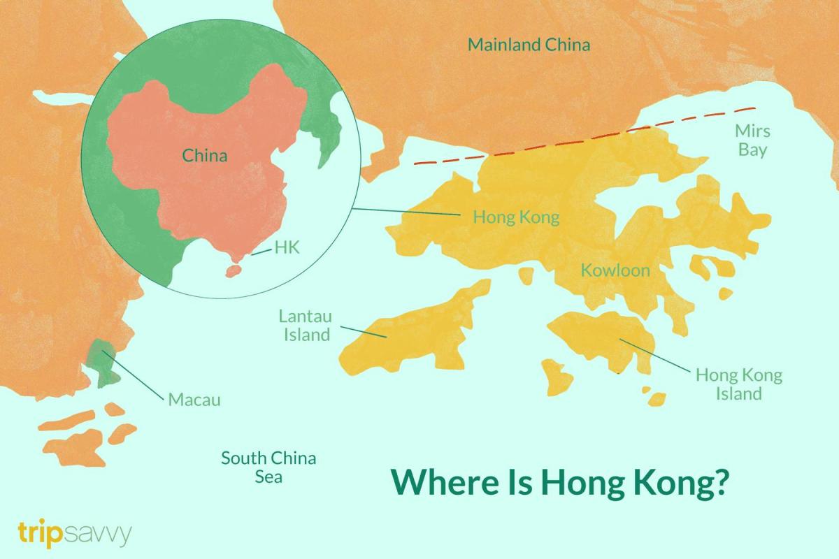 Hong Kong no mapa da China