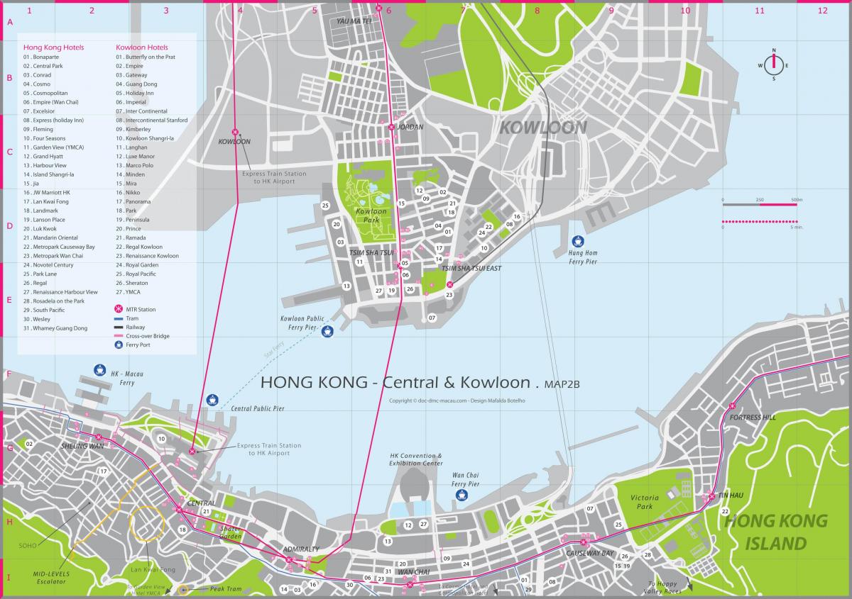 Mapa do centro da cidade de Hong Kong
