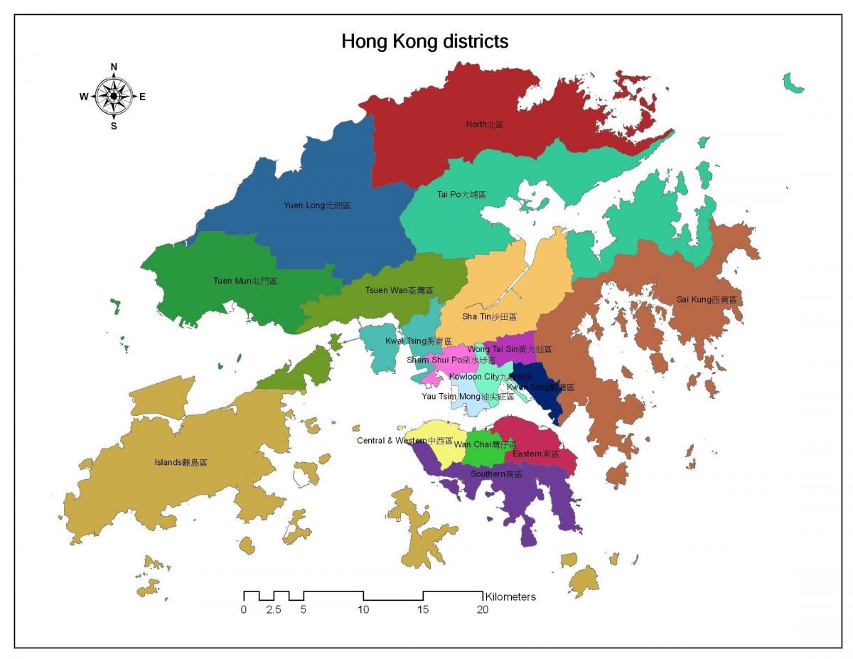 Mapa dos bairros de Hong Kong