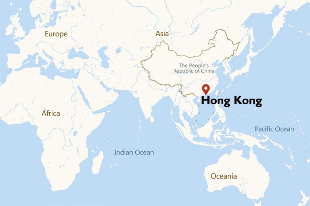 Localização de Hong Kong no mapa do mundo